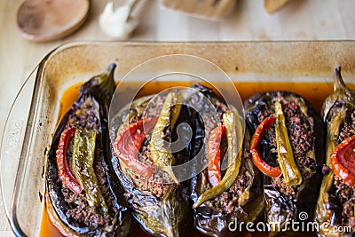 Karniyarik / Turkish Traditional food. Stock Photo