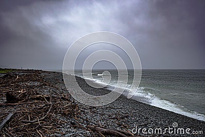 Karoro Beach, from the southern breakwater greymouth Stock Photo