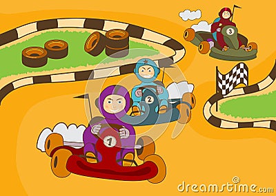 Kart racing track Vector Illustration