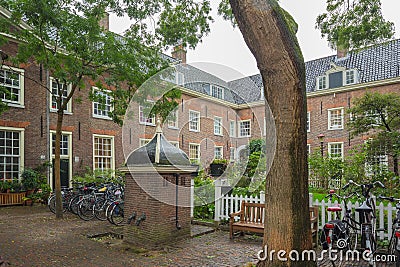 The Karthuizerhofje, the largest of the Jordaan`s garden courtyards Editorial Stock Photo