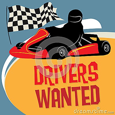 Karting Go Cart race poster Vector Illustration