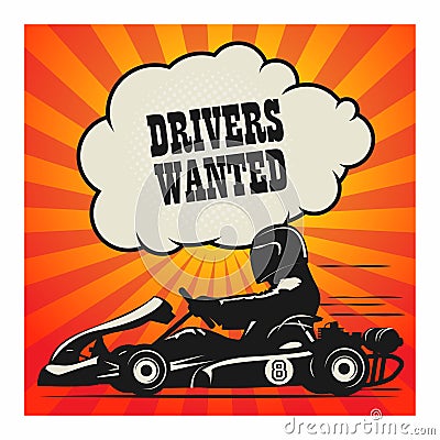 Karting Go Cart race poster Vector Illustration