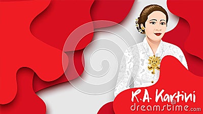 Kartini Day, R A Kartini the heroes of women and human right in Indonesia. banner template design background - Vector Vector Illustration