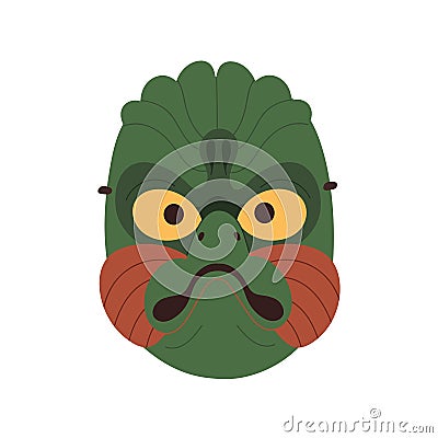 Karura noh mask. Japanese Garuda bird. Japan Kabuki theater character with beak. Asian traditional oriental theatrical Vector Illustration