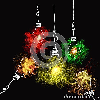 Five abstract lamps as works of art. Stock Photo