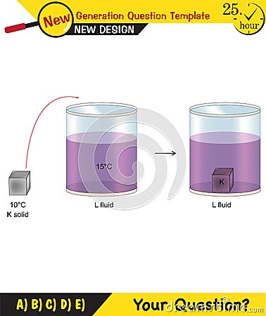 Physics, Heat and temperature, Heating of substances, expansion, experiment Vector Illustration