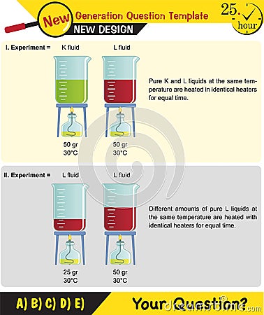 Physics, Heat and temperature, Heating of substances, expansion, experiment Vector Illustration