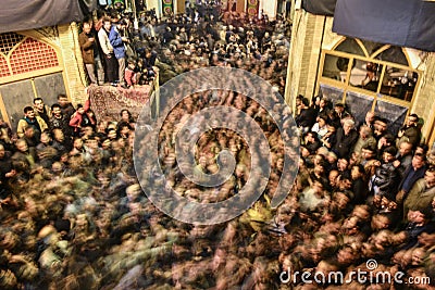 People moving from the main square of Kashan`s bazar during Muharram Editorial Stock Photo