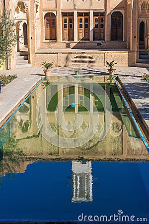 The courtyard of the Boroujerdi historic house in Kashan, Iran Editorial Stock Photo