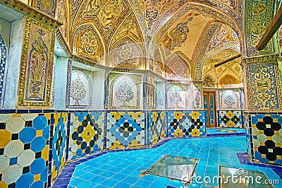 The plasterwork in Qasemi Sultan Amir Ahmad Bathhouse, Kashan, Editorial Stock Photo