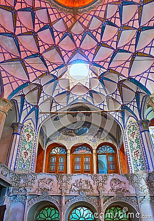 Interior of Borujerdi Historical House, Kashan, Iran Editorial Stock Photo