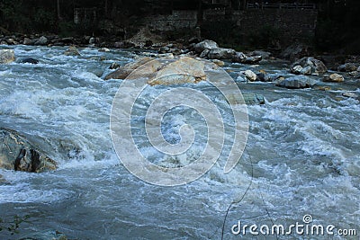 Mesmerizing view at Parvati river valley, Kasol, Himachal Pradesh, India. Stock Photo