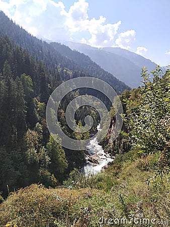 Kasol view from somewhere kheerganga Stock Photo