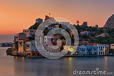 Kastellorizo sunrise , Greek island at dodecanese Stock Photo