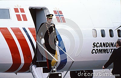 King Harald of norway arrives at Copenhagen airport Editorial Stock Photo