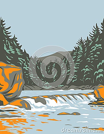 The Katahdin Woods and Waters National Monument in Northern Penobscot County Maine Including Section of East Branch Penobscot Vector Illustration