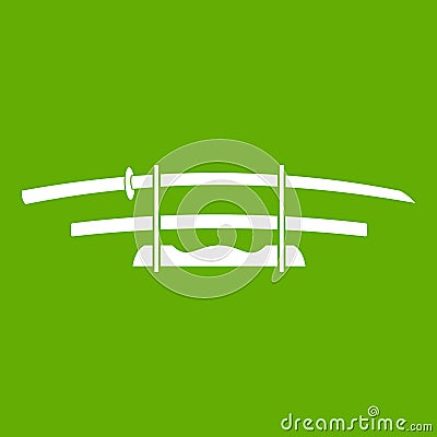 Katana, Japanese sword icon green Vector Illustration