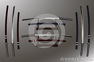 Katana (japanese sword) Vector Illustration
