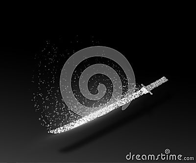 Katana sword, composed from light particles. Vector abstract illustration. Vector Illustration