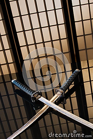 Katana and wakizashi with naked Stock Photo