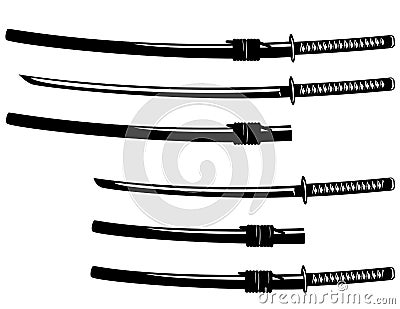 Katana and wakizashi swords vector design set Vector Illustration