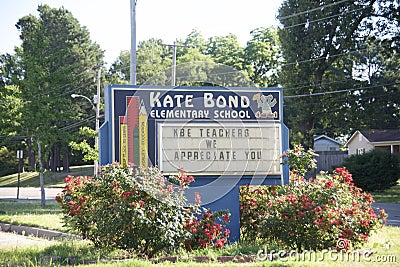 Kate Bond School Sign, Memphis, TN Editorial Stock Photo