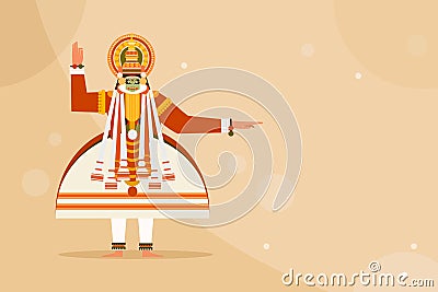 Kathakali artist with a pointing gesture on one hand and an approving gesture on other Vector Illustration