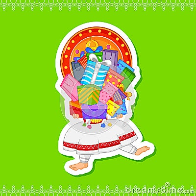 Kathakali dancer offering shopping sale for Onam Vector Illustration