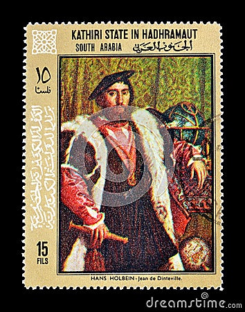 Kathiri State in Hadhramaut on postage stamps Editorial Stock Photo