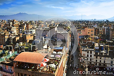 Kathmandu city view from the window of King palace museum Stock Photo