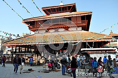 Temple at Kathmandu Durbar Square Editorial Stock Photo