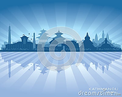 Kathmandu Nepal city skyline vector silhouette Vector Illustration