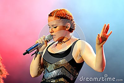 Katy B (redhead singer and songwriter) concert at FIB Festival Editorial Stock Photo