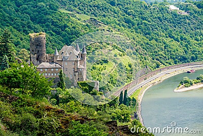 Katz Castle at Rhine Valley near St. Goarshausen, Germany Stock Photo