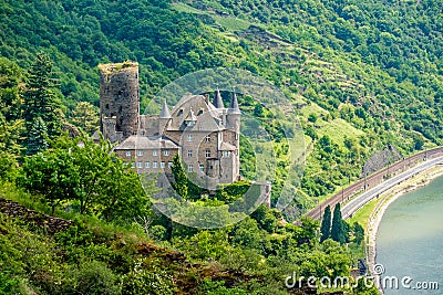 Katz Castle at Rhine Valley near St. Goarshausen, Germany Stock Photo