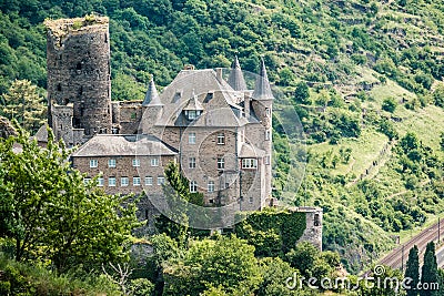 Katz Castle at Rhine Valley near St. Goarshausen, Germany Stock Photo