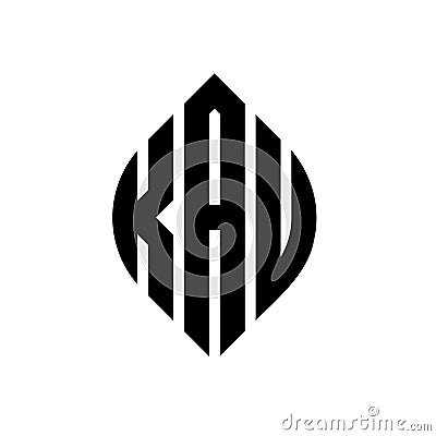 KAU circle letter logo design with circle and ellipse shape. KAU ellipse letters with typographic style. The three initials form a Vector Illustration