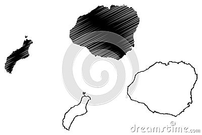 Kauai County, Hawaii U.S. county, United States of America, USA, U.S., US, archipelago map vector illustration, scribble sketch Vector Illustration