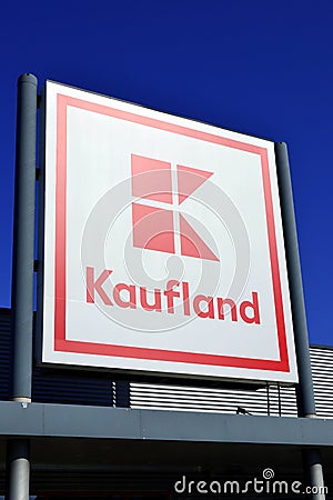 Kaufland logo. Company signboard Kaufland Editorial Stock Photo