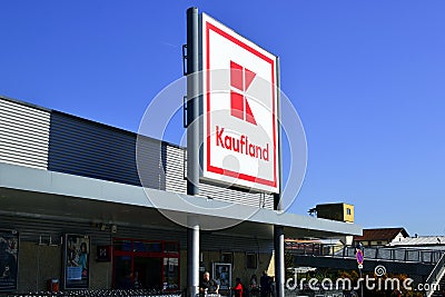 Kaufland logo. Company signboard Kaufland Editorial Stock Photo