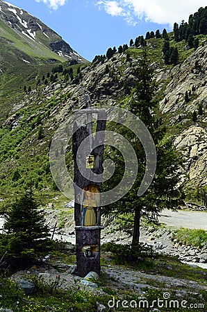 Austria, Tirol, Kaunertal, shrine Editorial Stock Photo