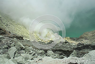 Kawah Ijen volcano - East Java Stock Photo