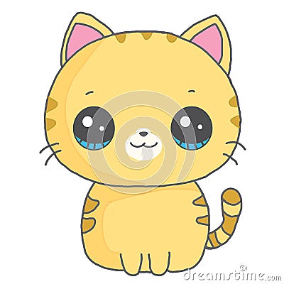 Kawai simple cute playful kitten clip art Stock Photo