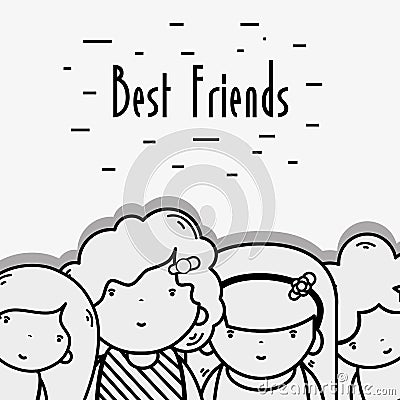 Kawaii avatar women and best friend forever Vector Illustration