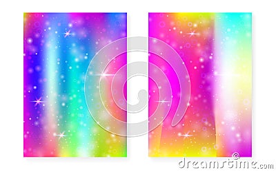 Kawaii background with rainbow princess gradient. Magic unicorn Vector Illustration