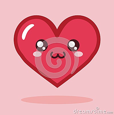 Kawaii Cartoon Heart Icon Vector Vector Illustration