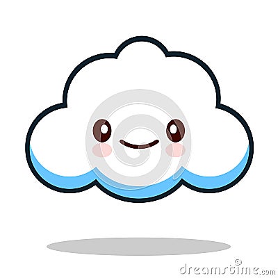 Kawaii cartoon white emoticon cute cloud. Vector Illustration