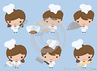 Kawaii Chefs Vector Illustration