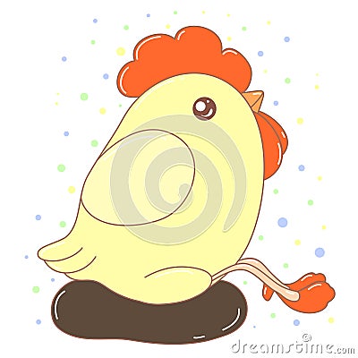 Sweet kawaii chiken design, vector illustration Vector Illustration