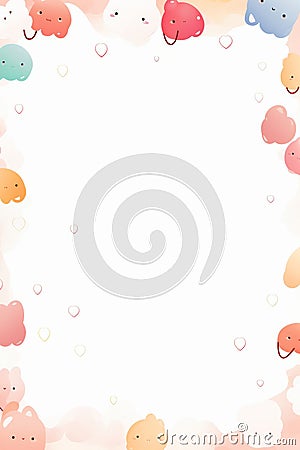 kawaii cloud background with hearts and clouds Stock Photo